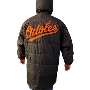 Men's ORIOLES Jacket Major League BASEBALL Puffer Parka 2XL Baltimore Majestic